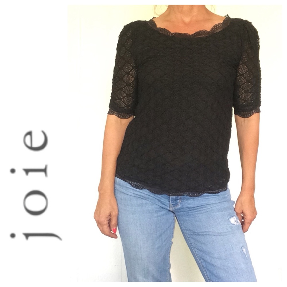 JOIE BLACK LACE TOP MEDIUM